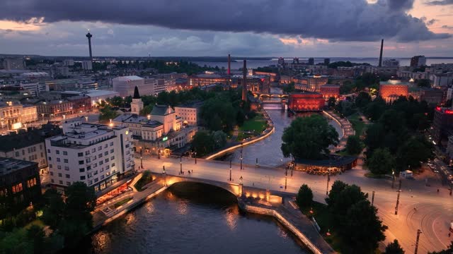 Evening view of central Tampere