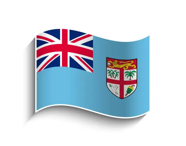 Vector illustration of Vector Fiji waving Flag Icon