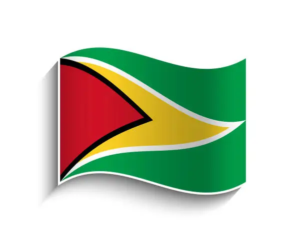 Vector illustration of Vector Guyana waving Flag Icon