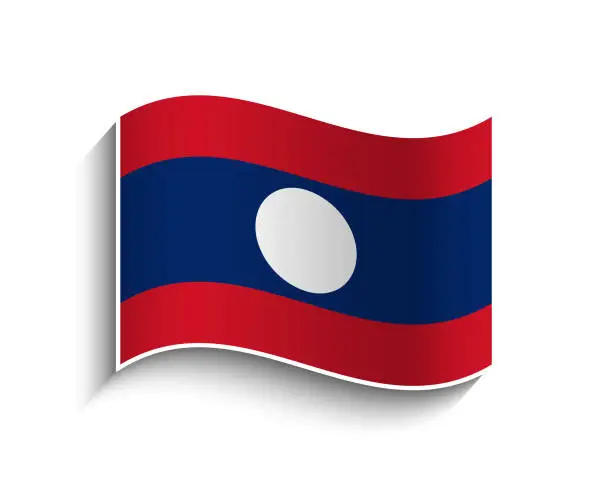 Vector illustration of Vector Laos waving Flag Icon