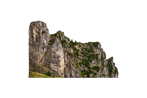 Limestone mountain isolated on white background