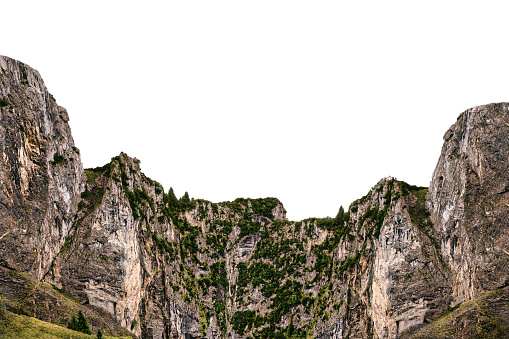 Limestone mountain isolated on white background