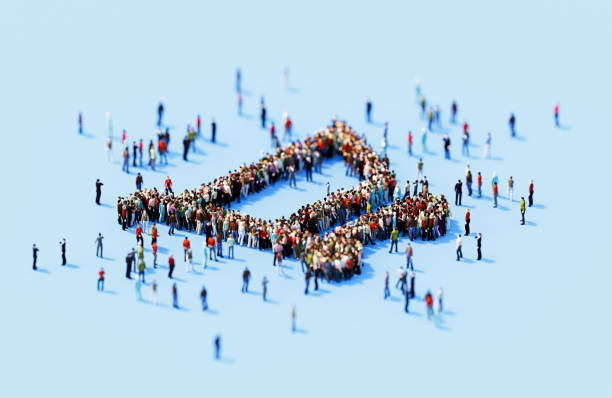 istock Human Crowd Forming Shopping Cart Symbol On Blue Background 1809735882