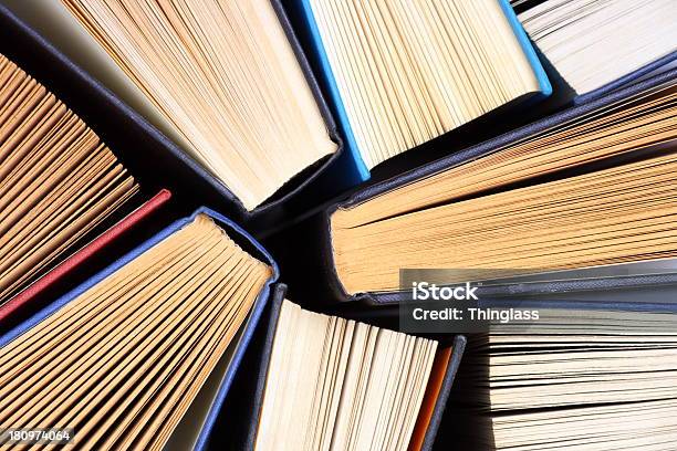 Old Hardback Books Stock Photo - Download Image Now - Above, Antique, Arrangement