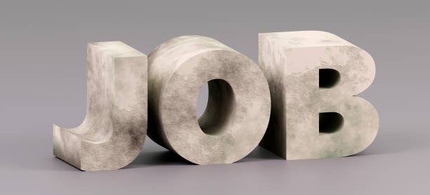 istock 3d render sign Job concrete text and gray background. Simple minimalism concept. 1809747340