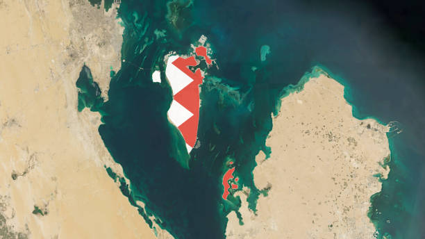 bahrain - explorer: country identification maps стоковое изображение - satellite view topography aerial view mid air стоковые фото и изображения