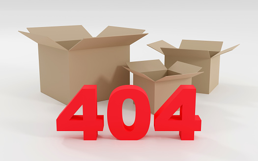 Page not found 404 error web page concept design Eco minimal style empty boxes. 3d rendering illustration