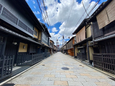 Japan - Kyoto- Gion district- old town and traditional wooden houses