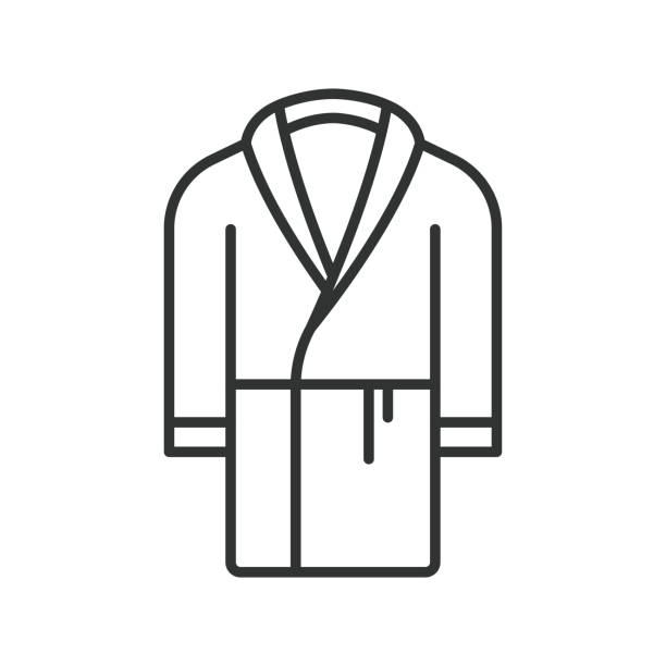 stockillustraties, clipart, cartoons en iconen met bathrobe line design. beauty, robe, bath, spa icon vector illustration. bathrobe editable stroke icon. - badjas