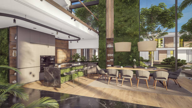 istock 3d rendering of expensive cozy interior with green walls in night 1809774755