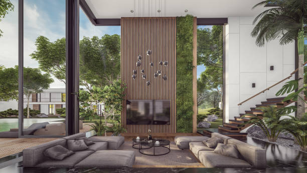 istock 3d rendering of expensive cozy interior with green walls in night 1809774787