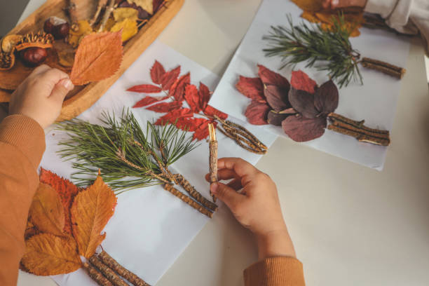 istock Children's creativity, child's study of natural materials 1809778530