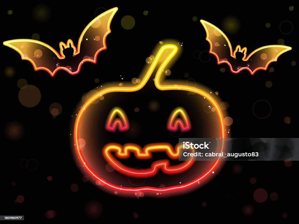 Luces de Halloween con murciélagos y calabaza bastidor - arte vectorial de Amarillo - Color libre de derechos