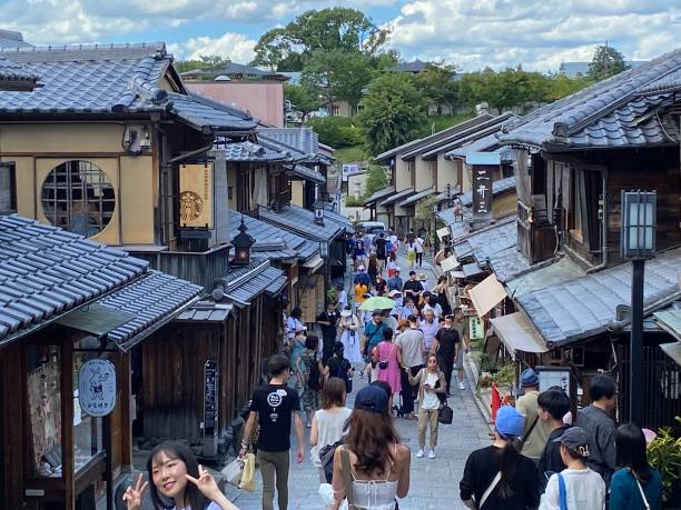 Japan - Kyoto - Ninenzaka street - famous tourist streetIn this photo we can notice that this famous tourist street in Kyoto is crowded with tourists walking around and taking photos.08/05/2023