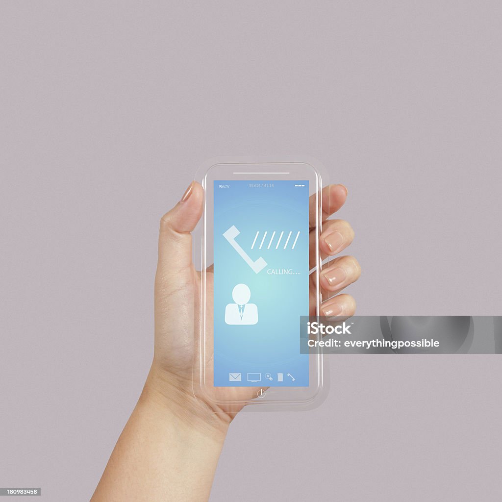 Ręce, trzymając Telefon dotykowy z niebieski ekran - Zbiór zdjęć royalty-free (Internet)