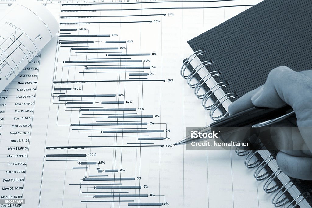 Project planning Project management - Construction project planning Balance Stock Photo