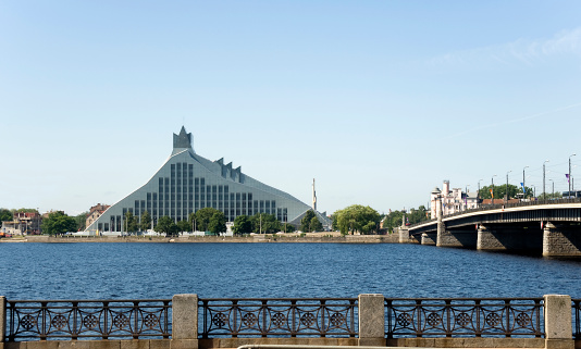 Riga. The modern building of National library.