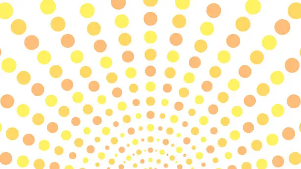 Vector illustration of Radial Yellow Polka Dot Background