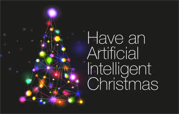 Vector illustration of Artificial Intelligence Christmas Theme
