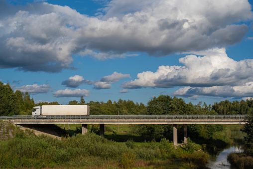 Konuvere, Estonia - September 03 2023: The Konuvere road bridge is a bridge built in 1993 on the 78th kilometre of the Tallinn–Pärnu–Ikla road in Rapla county
