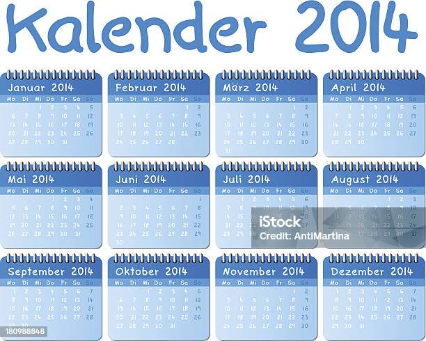 Ilustración de Alemán De Calendario 2014 y más Vectores Libres de Derechos de 2014 - 2014, Azul, Calendario