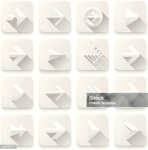 Setas Conjunto De Ícones Botões Web App Branco Elementos De Design - Arte vetorial de stock e mais imagens de Abaixo