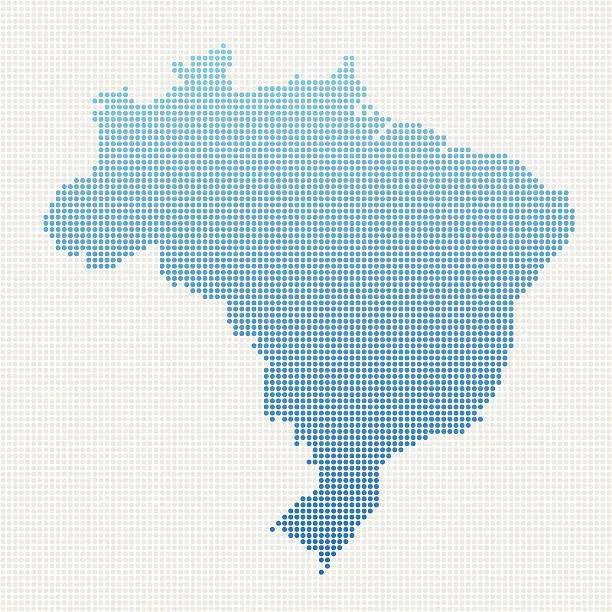 Vector illustration of Brazil Map Blue Dot Pattern