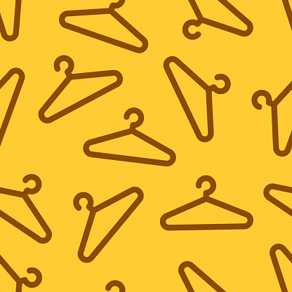 Clothes hangers seamless pattern isolated on yellow background. Suitable for design, textile, wrapping paper, covers etc. EPS 10 vector illustration.