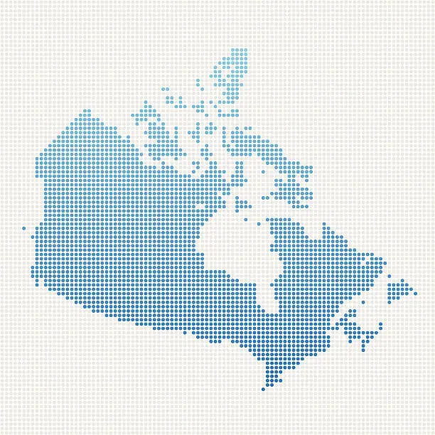 Vector illustration of Canada Map Blue Dot Pattern