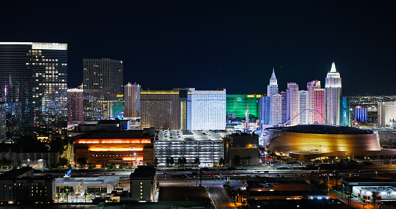 LAS VEGAS, USA - JULY 14 : World famous Vegas Strip in Las Vegas, Nevada as seen at night on July 14, 2016 in Las Vegas, USA