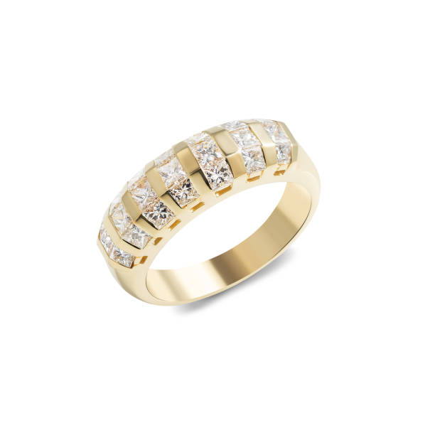 istock Yellow gold ring with diamonds isolated on white background. 1809913533