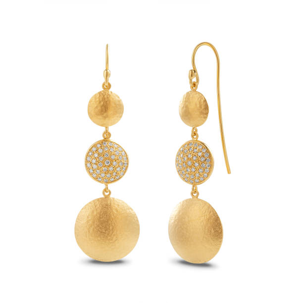 istock Golden earrings with diamonds isolated on white background. 1809913556