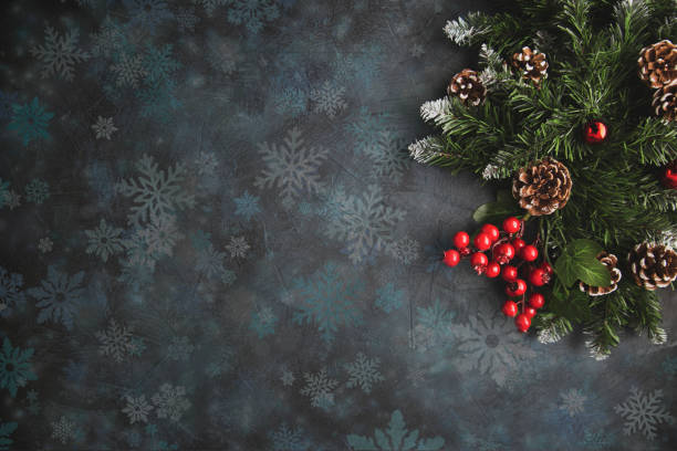 istock Christmas background with branches of a Christmas tree and decorations. Flatley with copy space. Celebrating Christmas and New Years. 1809919099