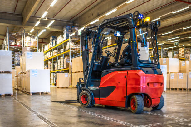 istock Forklift truck in distribution warehouse 1809919116