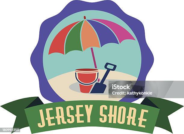 Jersey Shore Gepäck Label Oder Reisen Aufkleber Stock Vektor Art und mehr Bilder von Etikett - Etikett, Gepäckanhänger, Illustration