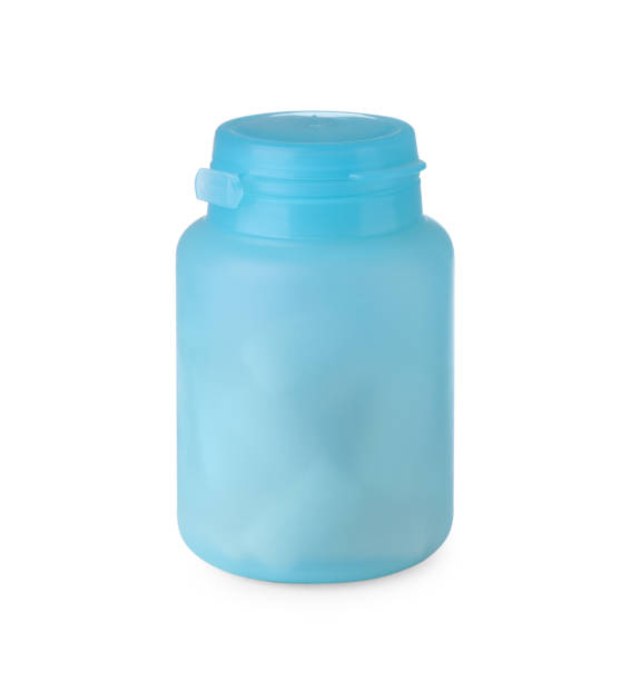 istock Light blue jar with chewing gums isolated on white 1809971058
