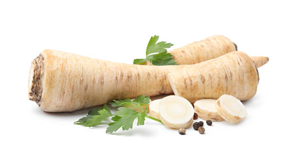 istock Whole and cut raw parsley roots, fresh herb isolated on white 1809977974