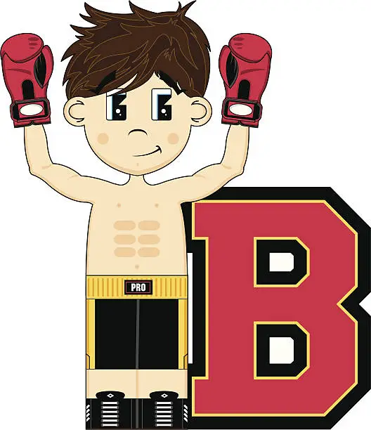 Vector illustration of Boxer Alphabet Learning Letter B