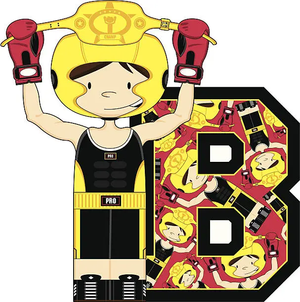 Vector illustration of Boxer Alphabet Learning Letter B