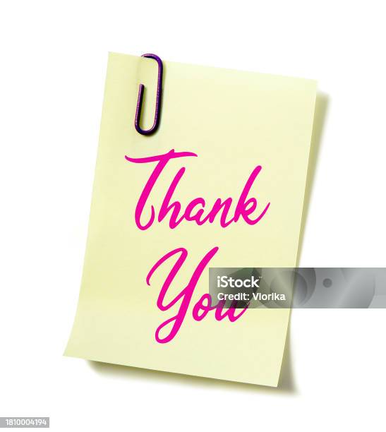 Thank You Stock Photo - Download Image Now - Adhesive Note, Admiration, Attached