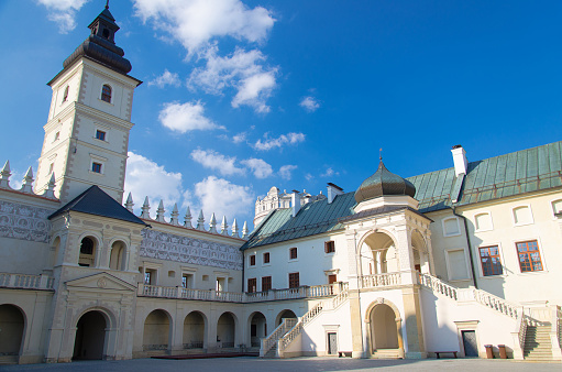 Przemysl, Poland, March 20, 2015: Courtyard of Krasiczyn Castle