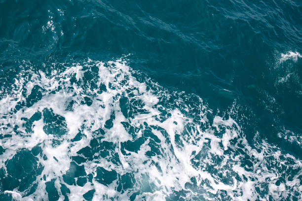 istock Dark stormy sea with foam, sea water surface, top view 1810031180