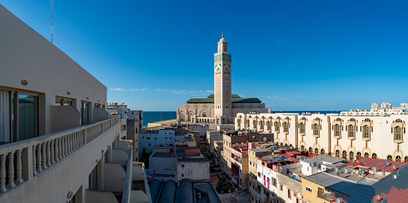 The square of Hassan II Mosque, Casablanca, Morocco.
