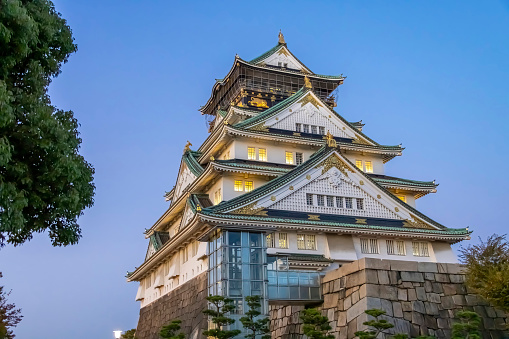 Ch-ku, Osaka, Japan. Nov. 21, 2023. Main tower of the Osaka Castle one of Japan's most famous landmarks.