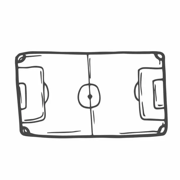 Vector illustration of Football stadium or Soccer field. Sport drawing tournament design in doodles style.