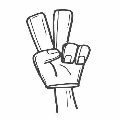 Foam glove icon in doodle sketch lines. Sport spectator supporter football basketball