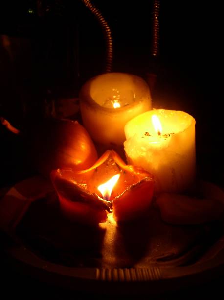 istock Night candles colorful light outdoor 1810079026