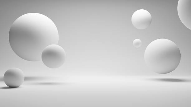 istock Abstract spheres round circles forms white background with white color light and empty blank space, spheres and circles background podium stage for products and design 1810084000