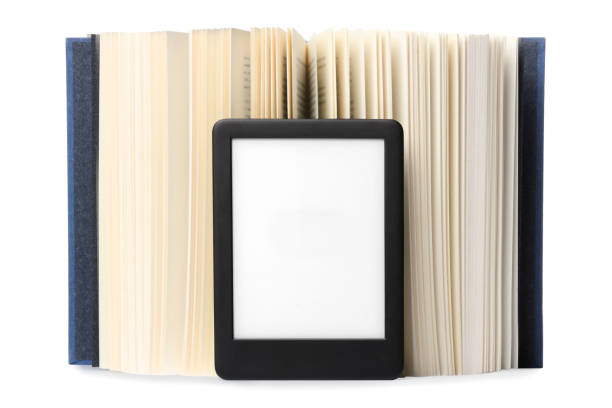 istock Open hardcover book and modern e-book isolated on white 1810102279