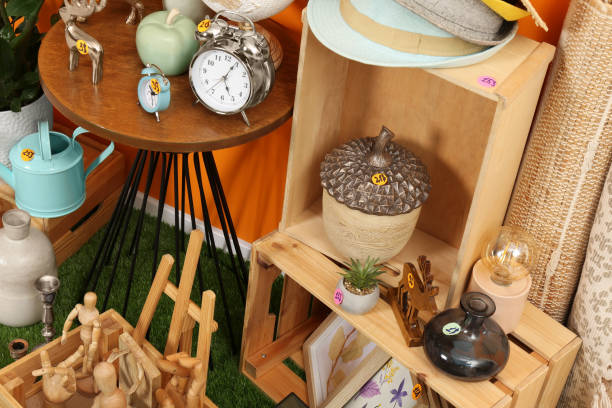 istock Many different stuff indoors, above view. Garage sale 1810118751